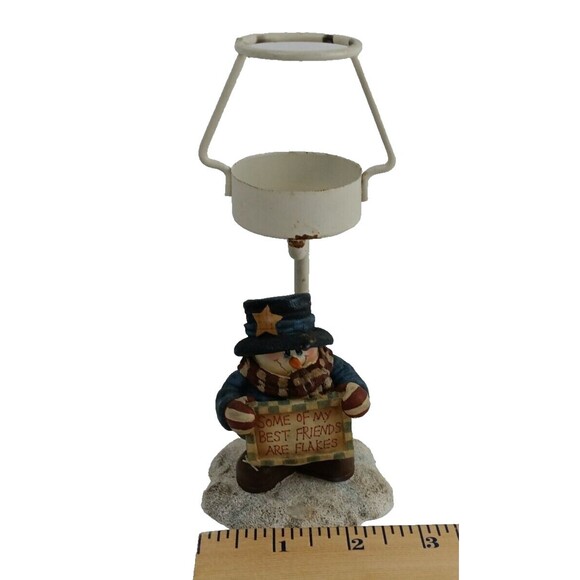 Snowman Tea Light Candle Holder - Lamp “Some of My Best Friends are Flakes” - Picture 8 of 9